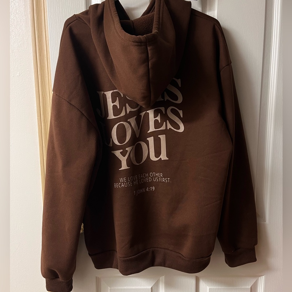 Brown Jesus Loves You Hoodie